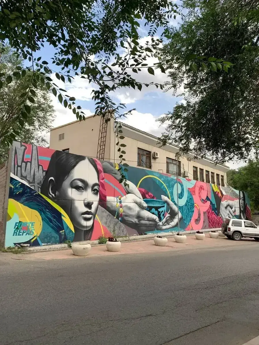 Graffiti wall on Ospanova Street